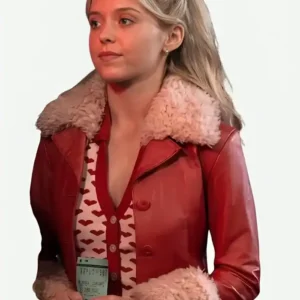 Shop Lexi Minetree Elle 2026 Elle Woods Red Shearling Leather Jacket