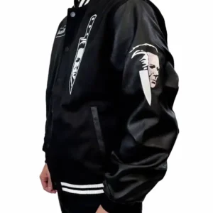 Shop Michael Myers Halloween Black Wool With Leather Sleeves Varsity Jacket