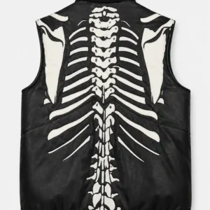 Shop RARE Vilanto Skeleton Black Leather Vest Jacket