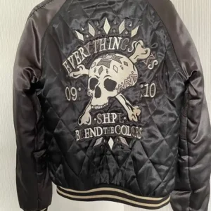 Shop Reversible Skull Sukajan Quilted Black Green Jacket