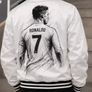 Shop Ronaldo CR7 White Bomber Jacket