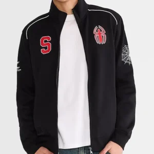 Shop Spider-Man 2026 Marvel Aeropostale Zip-Up Black Fleece Track Jacket