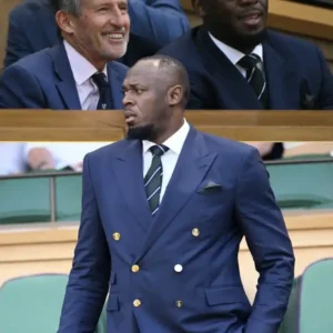 Shop Usain Bolt Attending Wimbledon 2026 Navy Blue Double Breasted Blazer