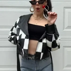 Sinners Hailee Steinfeld Black and White Checkered Jacket