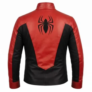 Spider-Man Red and Black Superhero Costume Leather Jacket For Sale