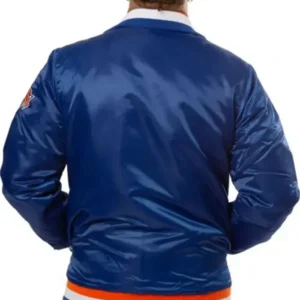Starter New York Knicks Bomber Blue Satin Jacket Back