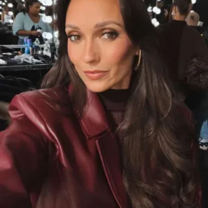 TV Series In The City Whitney Fransway Burgundy Leather Blazer For Women
