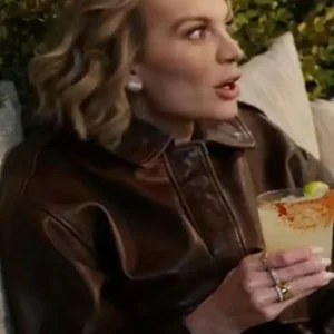 TV Series In the City 2026 Lindsay Hubbard Brown Bomber Leather Jacket For Sale