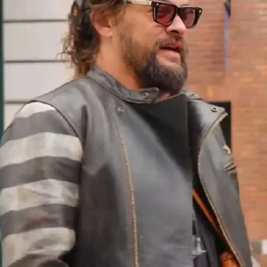 TV Series On The Roam 2026 Jason Momoa Vintage Striped Leather Jacket