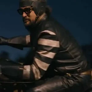 TV Series On The Roam 2026 Jason Momoa Vintage Striped Leather Jacket For Sale