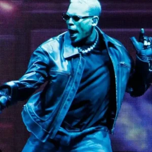 The R&B Tour 2026 Chris Brown Black Leather Bomber Jacket