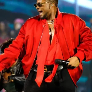 The R&B Tour 2026 Usher Oversized Red Bomber Flight Jacket