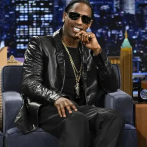 The Tonight Show Starring Jimmy Fallon Season 13 Travis Scott Black Leather Blazer