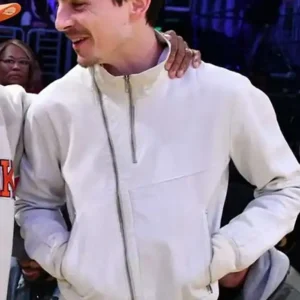 Timothee Chalamet Los Angeles White Bomber Jacket