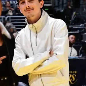 Timothee Chalamet White Bomber Jacket