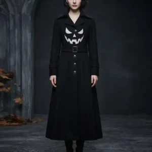 Vampire Halloween Jack O Lantern Black Trench Coat For Sale