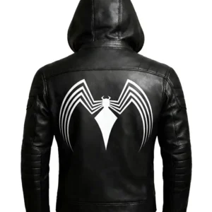Venom Cosplay Hooded Black Superhero Leather Jacket