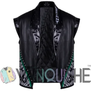 WrestleMania 42 LA Knight Black Leather Vest Front