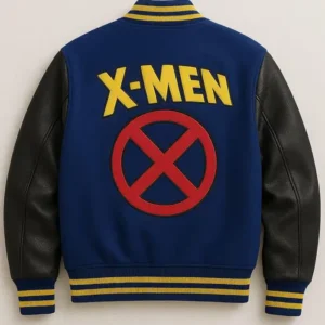 X Men Comic Blue and Black Letterman Varsity Jacket