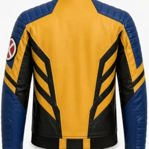 X-Men Wolverine Logan Yellow and Blue Biker Moto Cosplay Leather Jacket