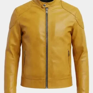 Yellow Leather Motorcycle Jacket