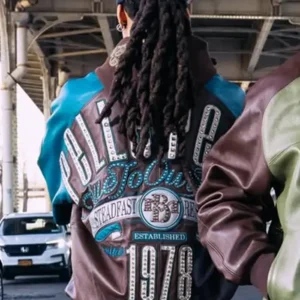 1978 Pelle Pelle Fall 2026 True To Our Roots Brown And Blue Bomber Leather Jacket On Sale