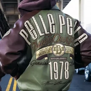 1978 Pelle Pelle Fall 2026 True To Our Roots Green And Brown Bomber Leather Jacket On Sale