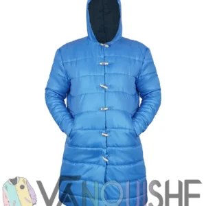 Adam Sandler 2000 Movie Little Nicky Blue Padded Long Puffer Hooded Jacket For Men and Women