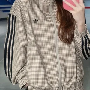 Adidas Originals Beige Checks Track Jacket