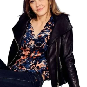 Aimee Teegarden Movie Finds You 2026 Alex Love Black Leather Jacket