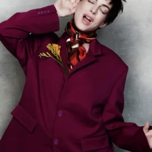 Anne Hathaway 2026 Burgundy Suit