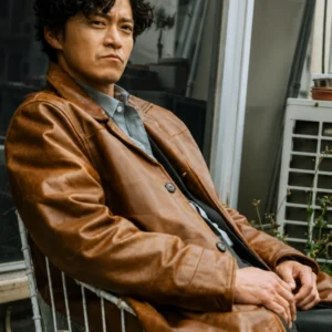 Bad Lieutenant Tokyo Shun Oguri Brown Leather Car Coat For Sale