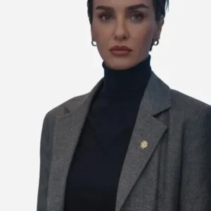 Birce Akalay TV Series Mezarlik S03 Önem Özülkü Grey Wool Blazer On Sale