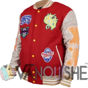 Breezy Bowl XX Chris Brown Letterman Red Varsity Jacket Side Looks