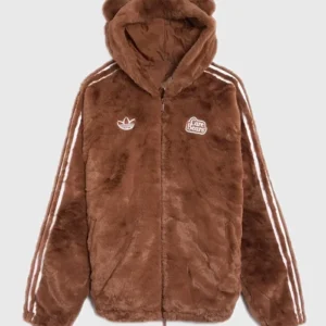 Care Bears x Adidas 2026 Women’s Brown Faux Fur Hooded Zip-Up Jacket
