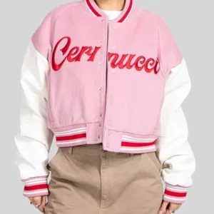 Cernucci Baby Pink Varsity Bomber Jacket