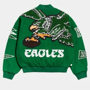 Chalk Line Kelly Green Philadelphia Eagles Pennant Varsity Full-Snap Jacket For Sale