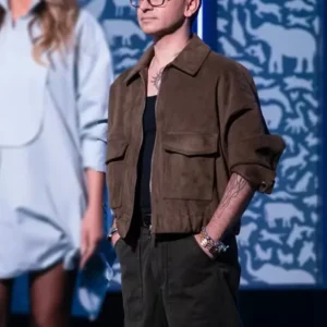 Christian Siriano Project Runway 2026 Brown Suede Jacket