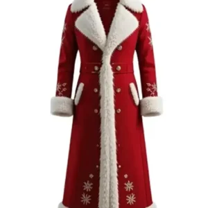 Christmas Santa Claus Red Wool Long Coat