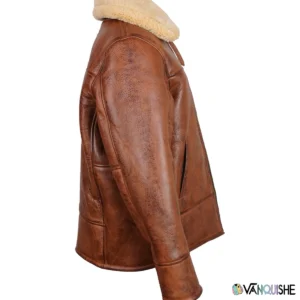 Clark Aviator Shearling Real Leather Brown Jacket