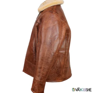 Clark Aviator Shearling Real Leather Brown Jacket On Sale
