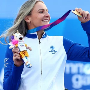 Commonwealth Games 2026 Melanie Woods White and Blue Full-Zip Track Jacket