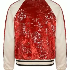 David Bromstad TV Series My Lottery Dream Home S019 Red Sequin Varsity Jacket On Sale