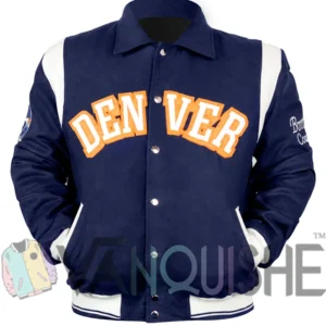 Denver Broncos Varsity Bomber Navy Blue Jacket Front