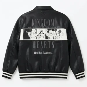 Disney BoxLunch D23 Kingdom Hearts 2026 Black Leather Varsity Jacket