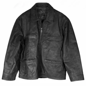 Drops of God Luca Terracciano Black Leather Jacket Front