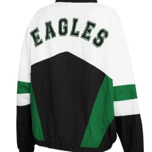 Erin Andrews Philadelphia Eagles Crinkle Black and White Full-Snap Hooded Windbreaker Jacket Sale