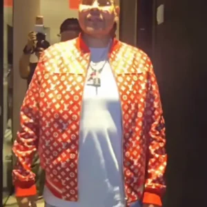 Fat Joe’s Supreme x Louis Vuitton Red Baseball Bomber Varsity Jacket