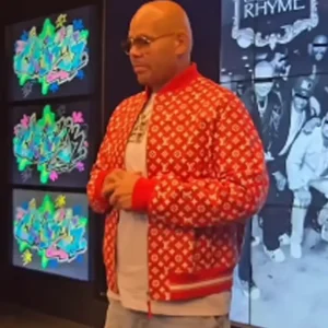 Fat Joe’s Supreme x Louis Vuitton Red Baseball Bomber Varsity Jacket On Sale