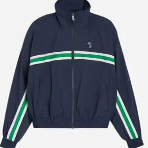 Gap x Malbon 2026 Navy Textured Poplin Zip-Up Windbreaker Jacket For Men and Women